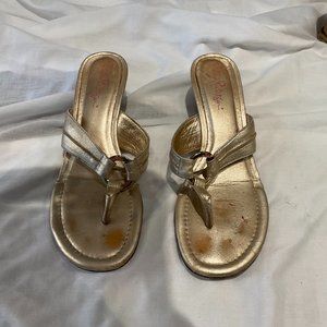 Lilly Pulitzer Gold Wedges Sz 6